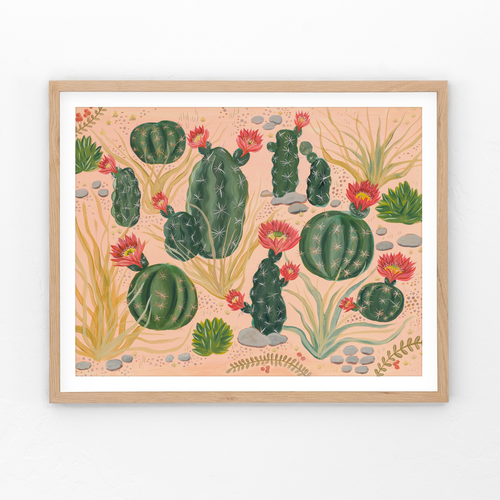 Cactus Garden I, Desert Cactus Botanical Art Print by Matty Miller