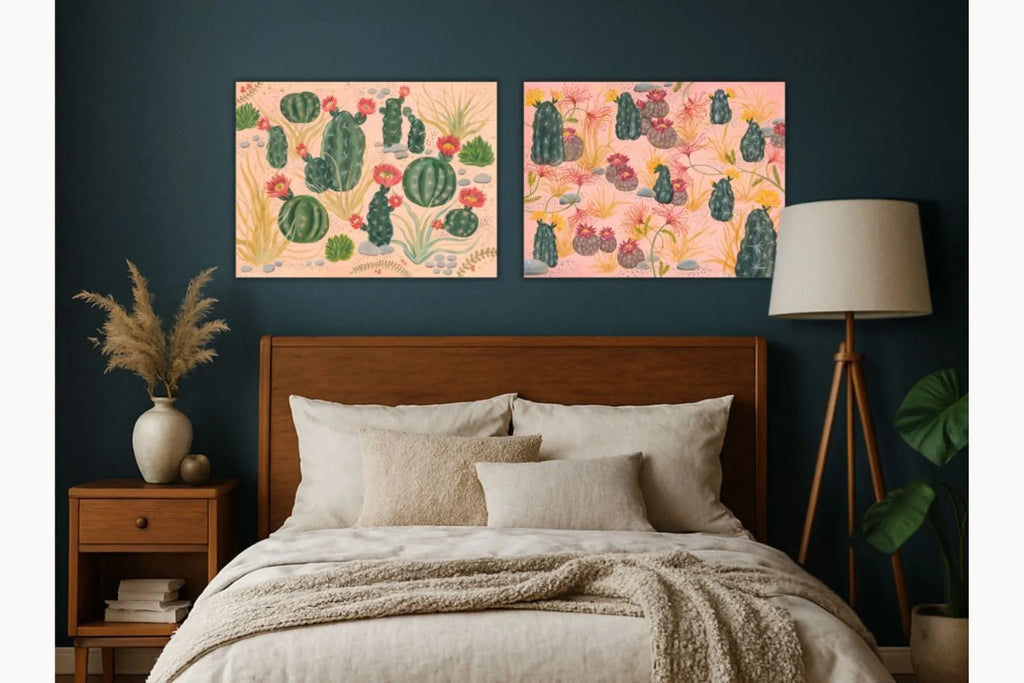Cactus Garden II, Original Desert Cactus Botanical Painting by Matty Miller