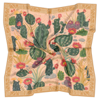 Cactus Garden 100% silk scarf, Desert Botanical Pattern by Matty Miller, silk drape detail