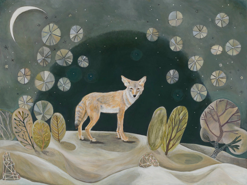 Coyote Magic, Desert Nightscape Art Print by Matty Miller