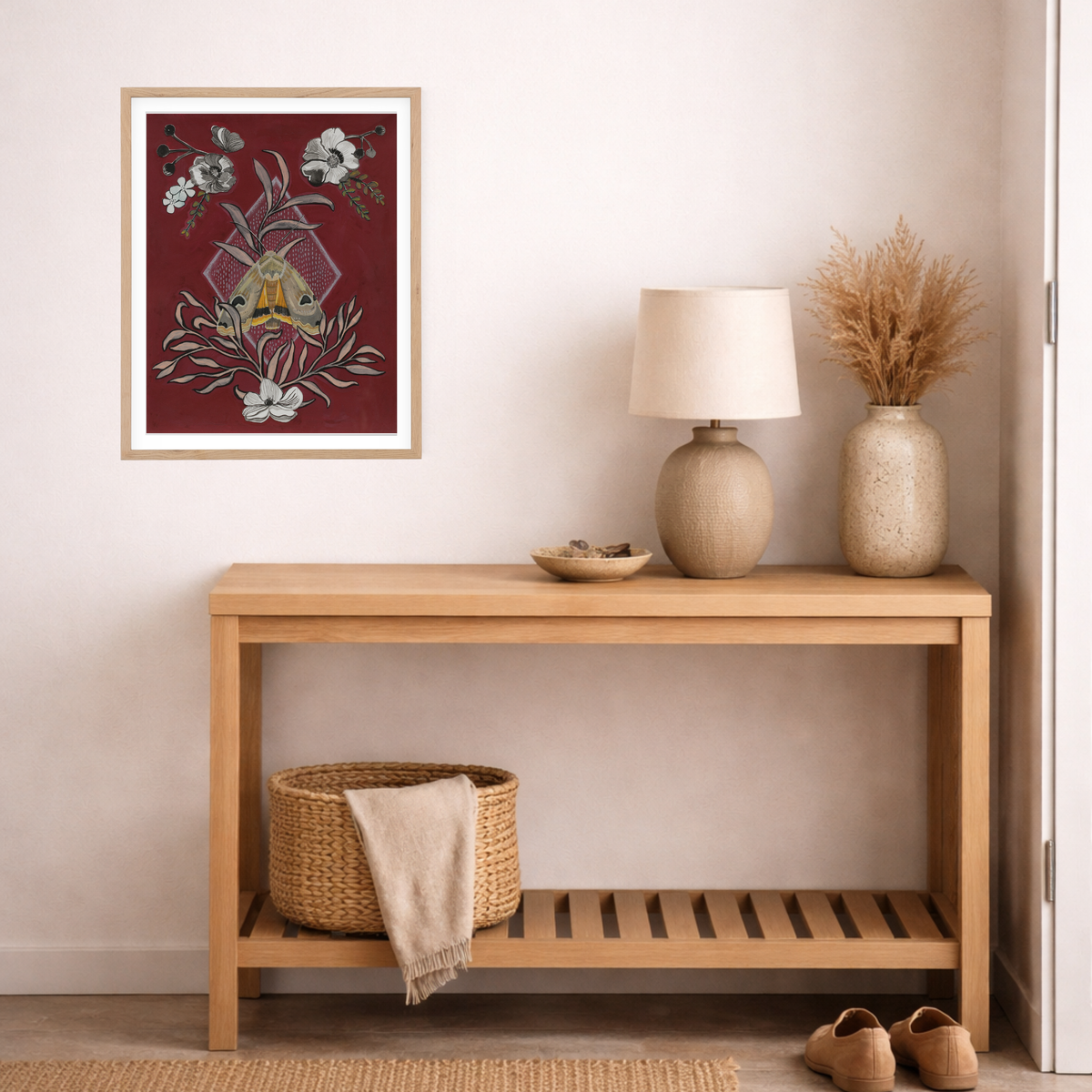 Night Pollinator, Moth Botanical Art Print by Matty Miller