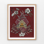 Night Pollinator, Moth Botanical Art Print by Matty Miller
