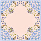 Pink Gentian 100% silk scarf, Wildflower Bird Design by Matty Miller, full artwork