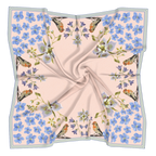 Pink Gentian 100% silk scarf, Wildflower Bird Design by Matty Miller, silk drape detail