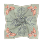 Plume 100% silk scarf, Owls & Florals by Matty Miller, silk drape detail