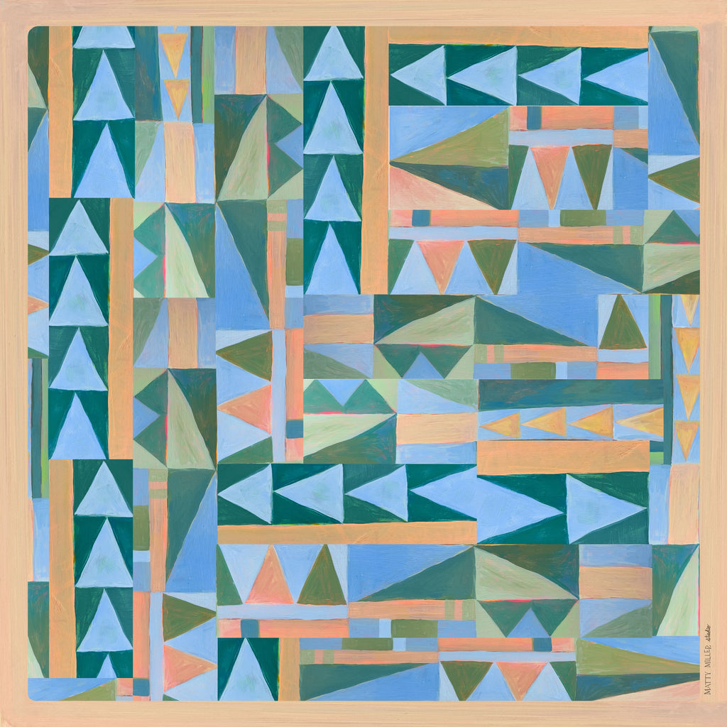 Prism 100% silk scarf, Abstract Geometric Pattern by Matty Miller, full artwork