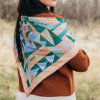 Prism 100% silk scarf, Abstract Geometric Pattern by Matty Miller, worn