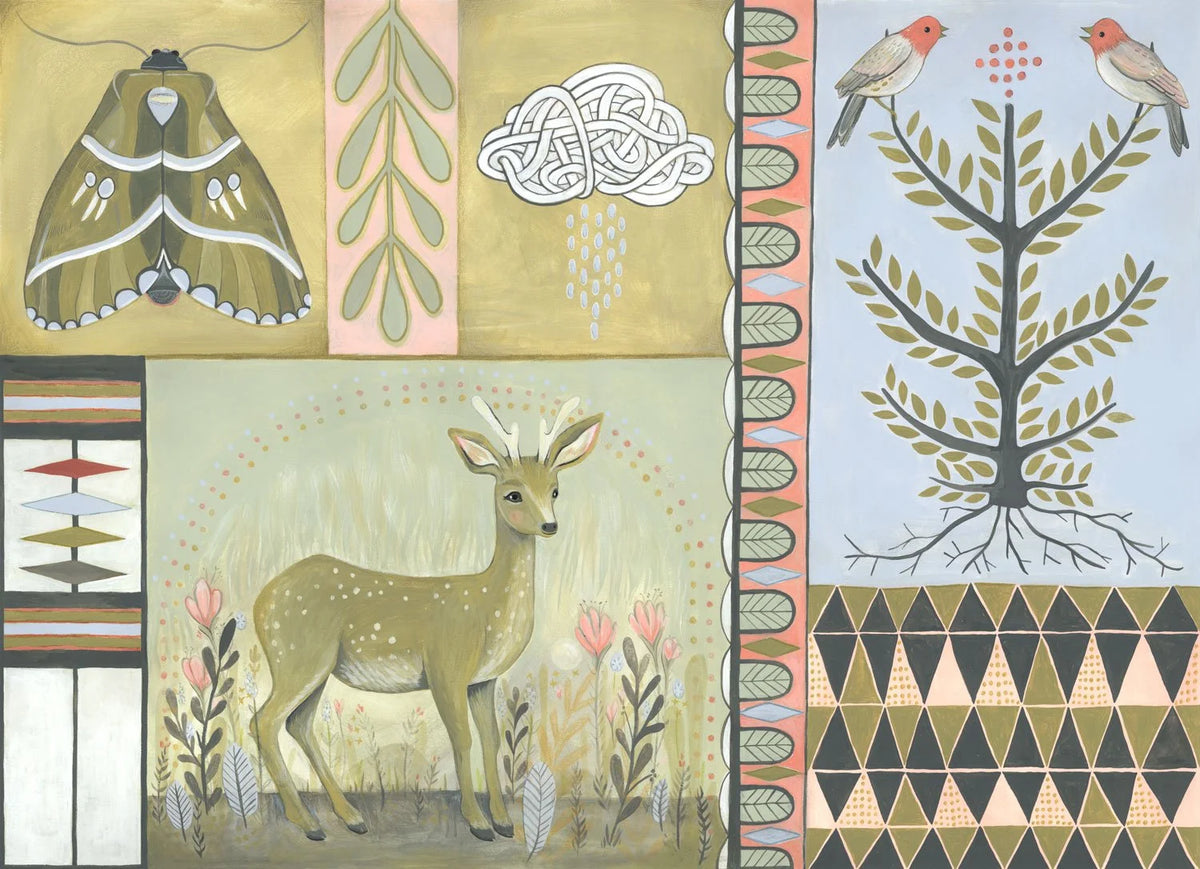 Protecting Innocence, Original Deer & Tree of Life Painting by Matty Miller