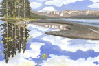 Reflections of Yellowstone, Lewis Lake WY Landscape Art Print by Matty Miller
