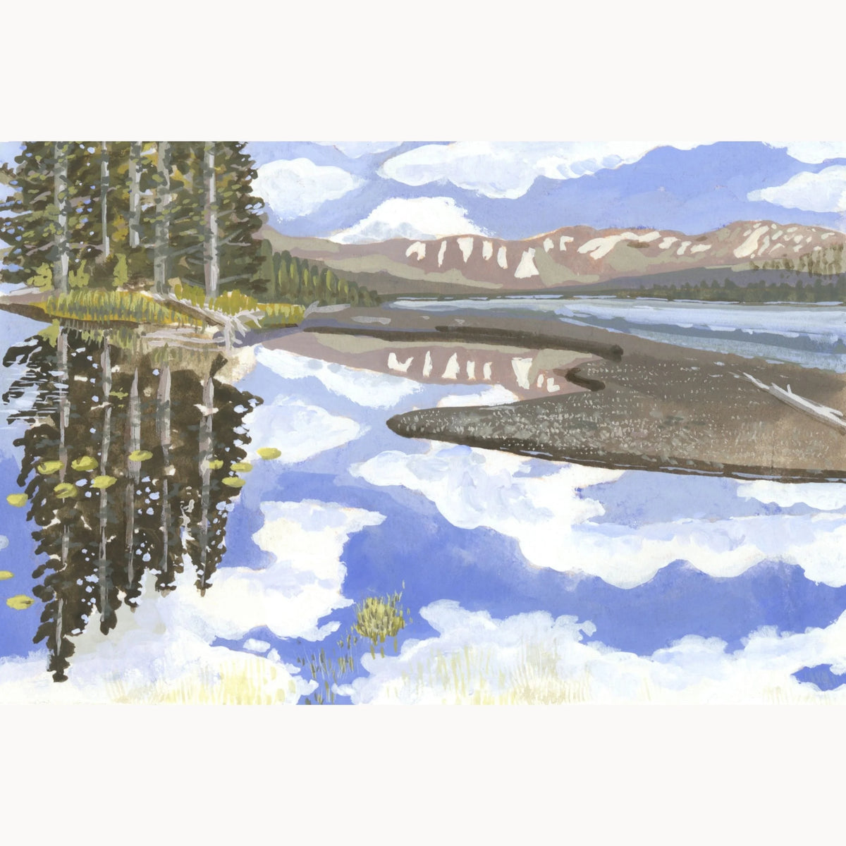 Reflections of Yellowstone, Original Lewis Lake WY Landscape Painting by Matty Miller