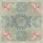 Skylark 100% silk scarf, Birds & Florals by Matty Miller, full artwork