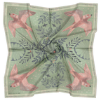 Skylark 100% silk scarf, Birds & Florals by Matty Miller, silk drape detail