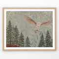 The Flower Thief, Owl & Pasque Flower Art Print by Matty Miller