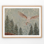 The Flower Thief, Owl & Pasque Flower Art Print by Matty Miller
