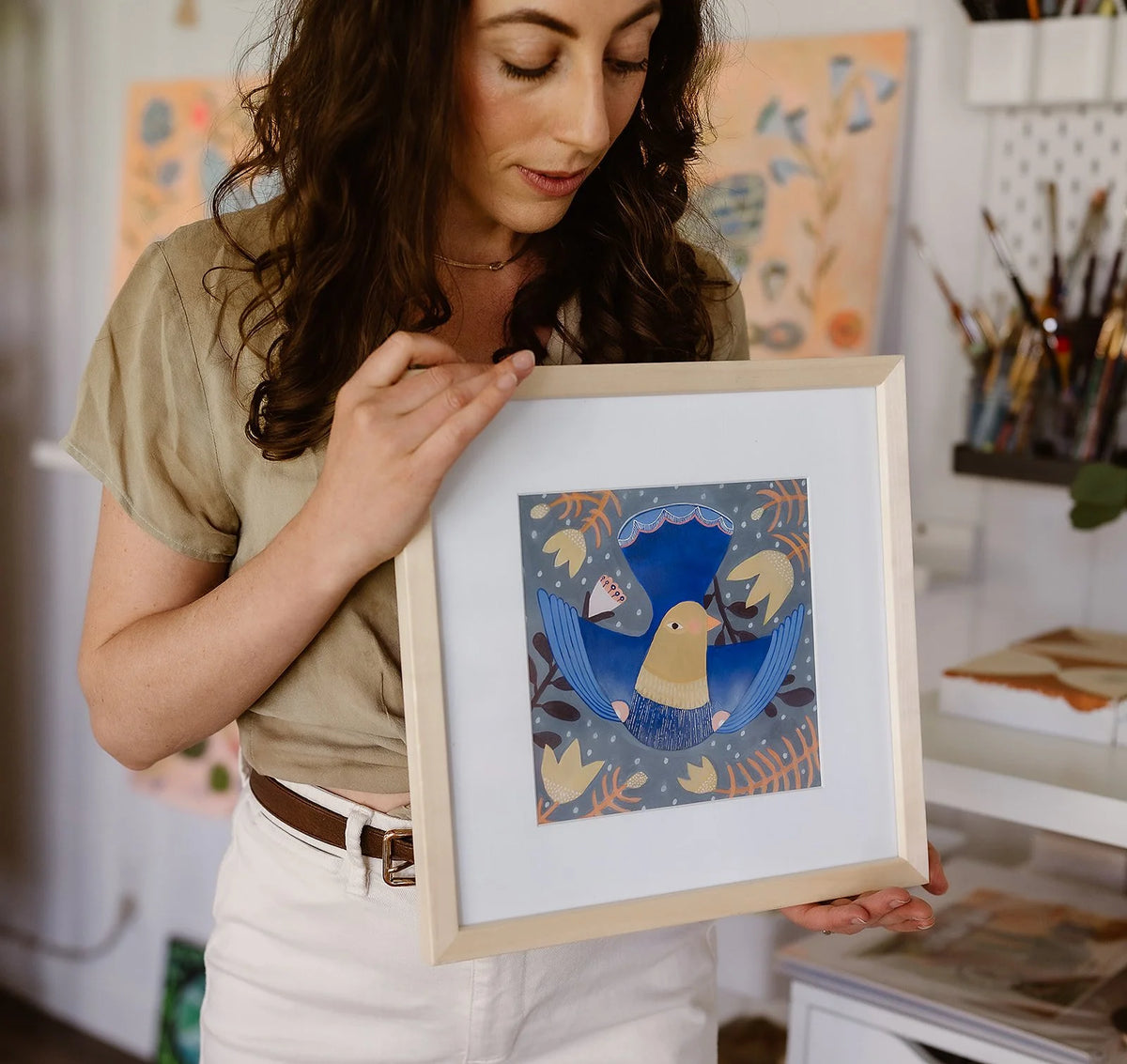 To Be Free, Bird & Folk Floral Art Print by Matty Miller