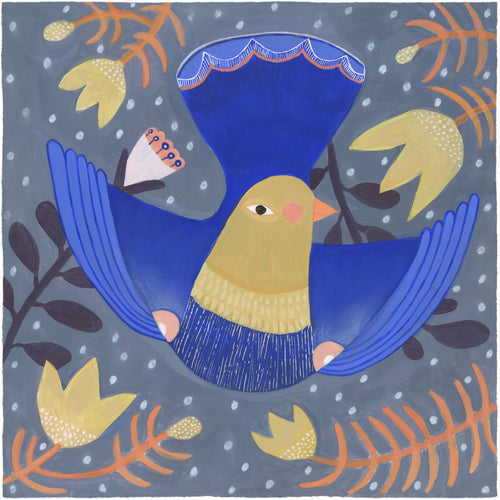 To Be Free, Bird & Folk Floral Art Print by Matty Miller