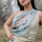 Tundra 100% silk scarf, Arctic Animal Floral Pattern by Matty Miller, worn