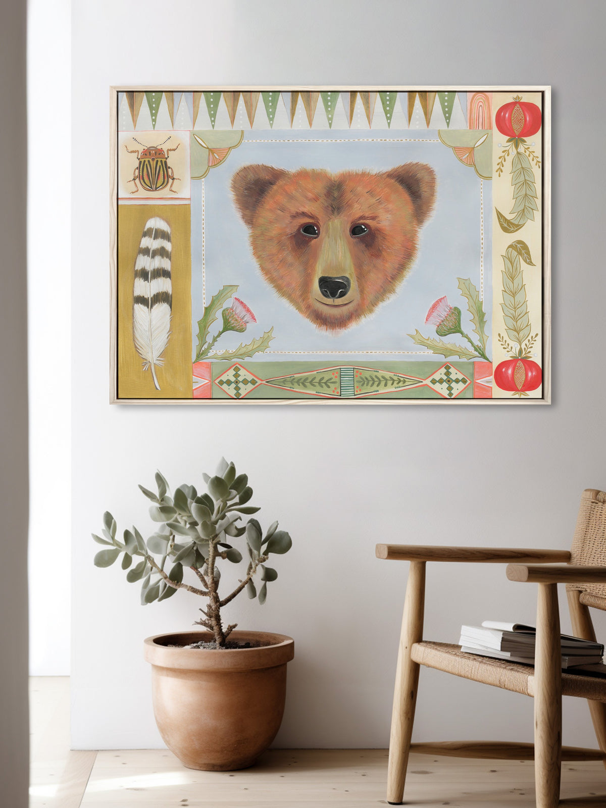 Ursa, Original Bear & Pomegranate Painting by Matty Miller