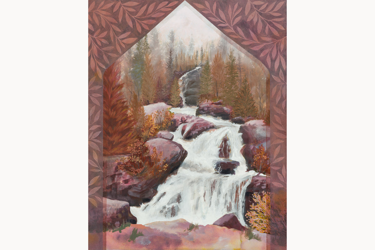 Waterfall Portal, Original Cascade Creek Landscape Painting by Matty Miller