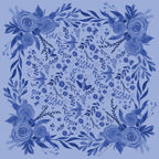 Zephyr 100% silk scarf, Blue Floral Bird Pattern by Matty Miller, full artwork