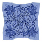 Zephyr 100% silk scarf, Blue Floral Bird Pattern by Matty Miller, silk drape detail